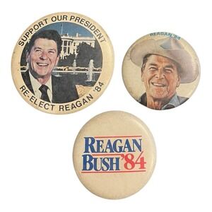 Lot of 3 Ronald Reagan George Bush 1984 Presidential Campaign Pins